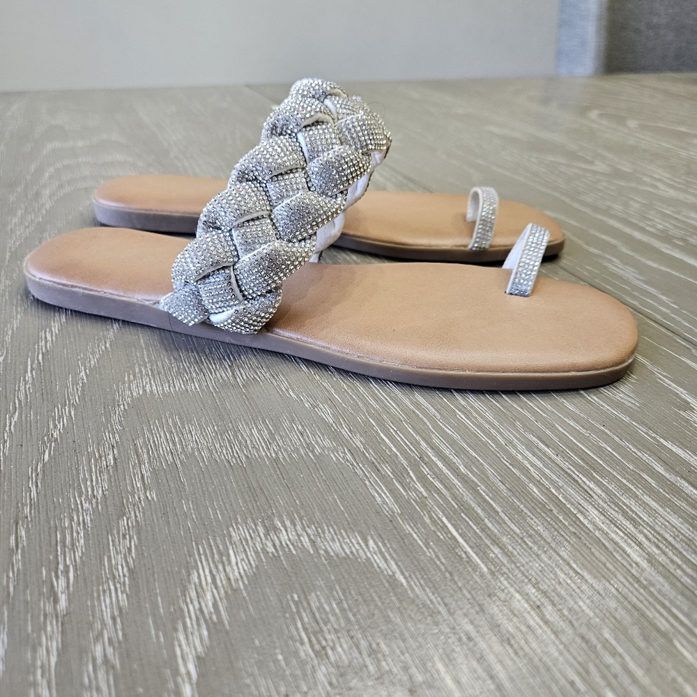Madden Girl Women's Parkk Sandals Silver Multi Size 9